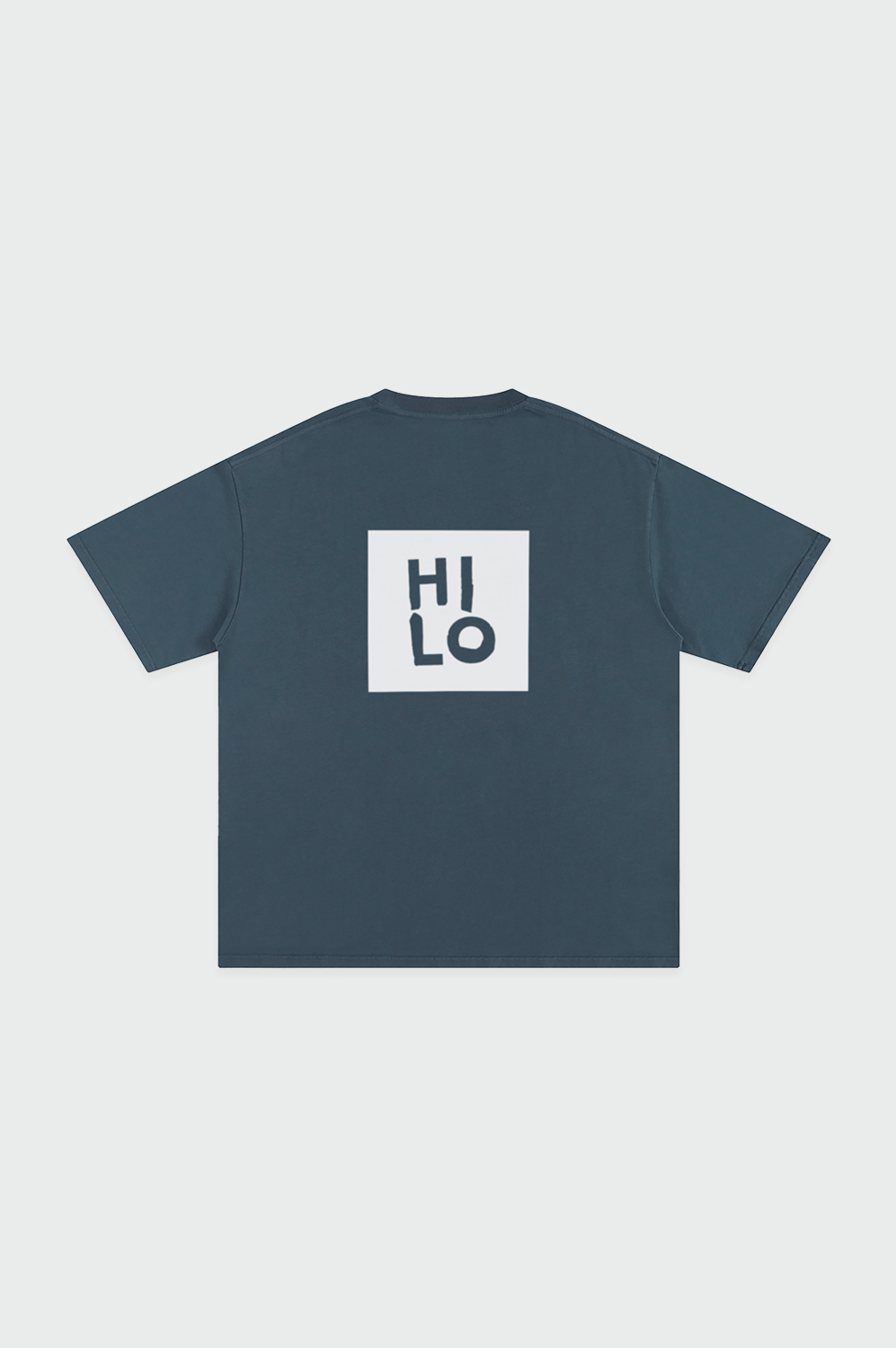 London Workshop HILO Square Pure Cotton T-Shirt Gray Blue