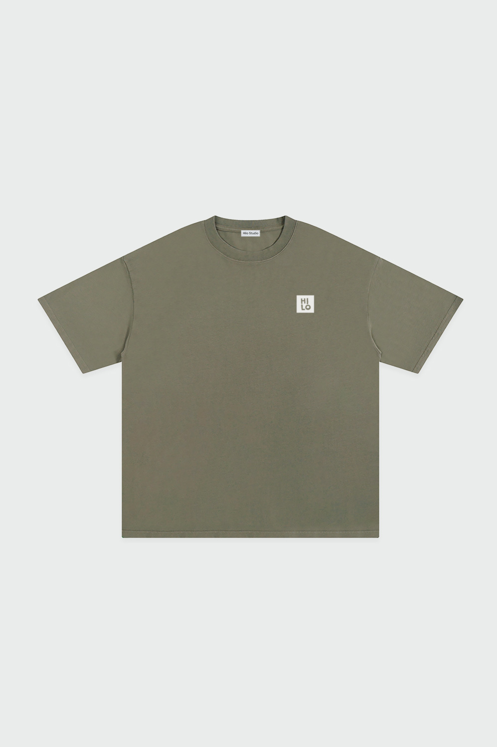 London Workshop HILO Square Pure Cotton T-Shirt Greyish Green
