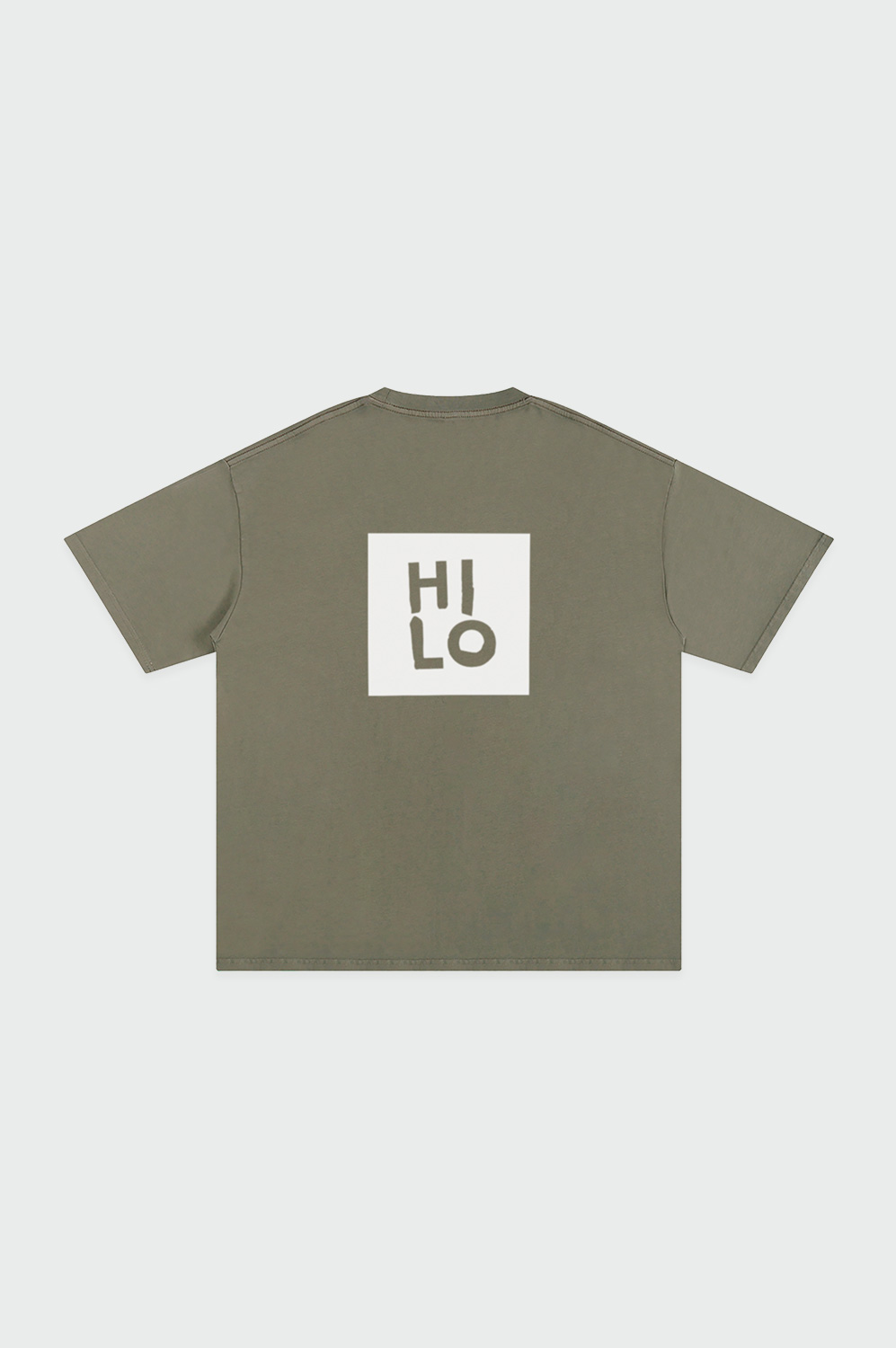 London Workshop HILO Square Pure Cotton T-Shirt Greyish Green